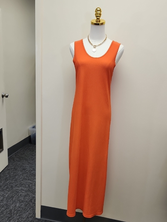 fashion code Dresses & Skirts - Fashion Code Orange Sleeveless Maxi Dress Tank Style Size Small